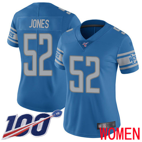 Detroit Lions Limited Blue Women Christian Jones Home Jersey NFL Football #52 100th Season Vapor Untouchable->women nfl jersey->Women Jersey